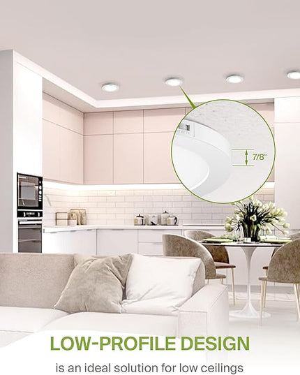ASD LED 12" Round Flush Mount Ceiling Light Fixture, Low Profile Surface Lighting | 5CCT, Motion Sensored, Ultra-Thin, ETL Listed | 24W 1700LM 2700-6000K 120V | Kitchen, Hallway Lamp | White
