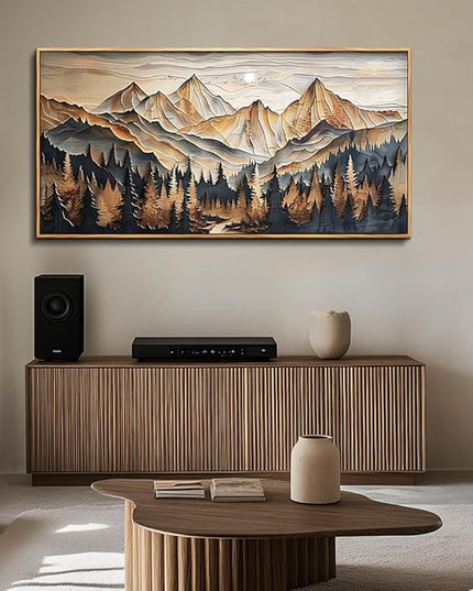 Wood Farmed Canvas Wall Art For Living Room Large Wall Decor For Office Bedroom Decorations Mountain Landscape Pictures Abstract Painting Artwork Room Wall Mural Aesthetic Home Decor 30x60 In
