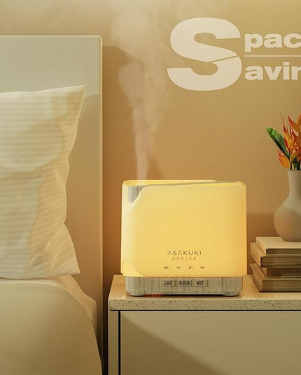 ASAKUKI 700 ml Premium Essential Oil Diffuser, 5 in 1 Ultrasonic Aromatherapy Fragrant Oil Vaporizer Humidifier, Timer and Auto-Off Safety Switch, 7 LED Light Colors
