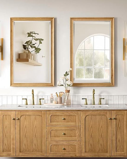 YUYI Brass Wall Sconces Set of Two, 22.8'' Gold Bathroom Sconces Wall Decor with Clear Glass Shade, Indoor Vanity Wall Lights for Bathroom Living Room Bedroom Hallway Fireplace Staircase