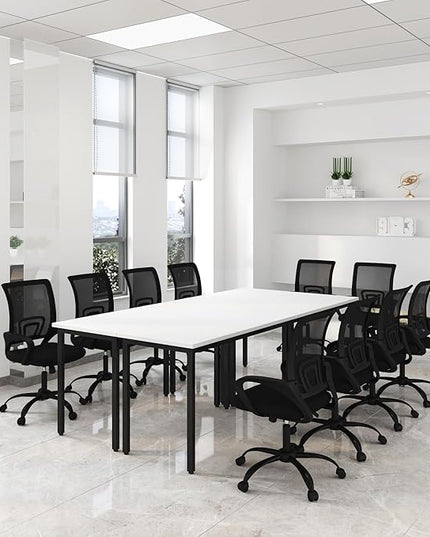 Bonzy Home 8ft Conference Tables Chair Set, 94.4"x47.2"x29.5" Table & 10pcs Chairs, Office Computer Desk and Chair Set for Meeting Room Office Furniture Set for 10 People