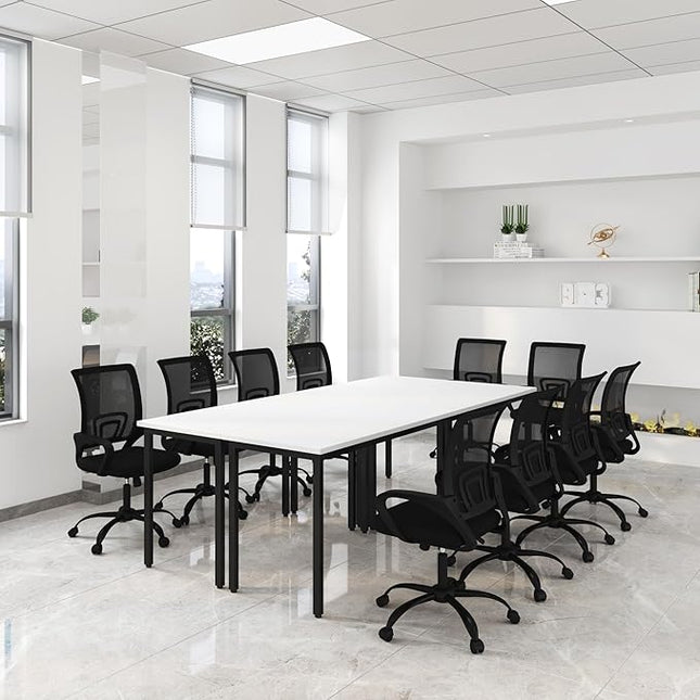 Bonzy Home 8ft Conference Tables Chair Set, 94.4"x47.2"x29.5" Table & 10pcs Chairs, Office Computer Desk and Chair Set for Meeting Room Office Furniture Set for 10 People