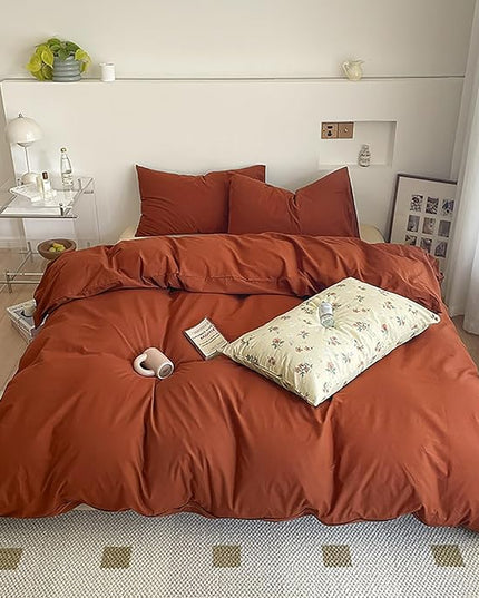 Luxlovery Burnt Orange Comforter Set King Rust Bedding Comforter Set Caramel Caramel Blanket Quilts 3 Piece Cinnamon Color Bedding Set for Women Men King Bed