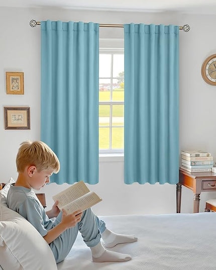 BGment Rod Pocket and Back Tab Blackout Curtains for Bedroom - Thermal Insulated Room Darkening Curtains for Living Room, Set of 2 Panels (42 x 63 Inch, Aqua)