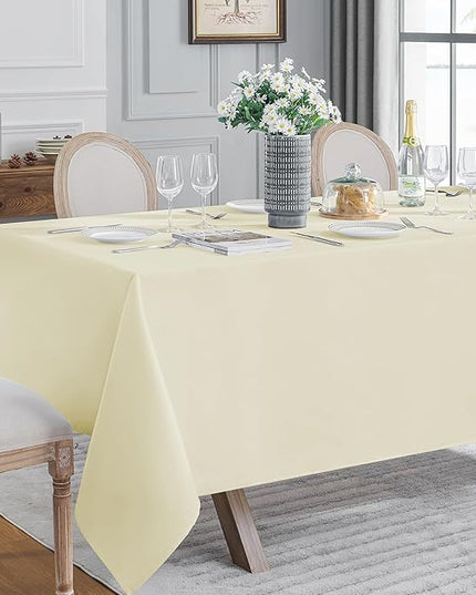 VidaFete 1 Pack Tablecloth 90 * 156inch Rectangle Table Cloth Polyester, Stain Wrinkle Resistant Polyester Dining Table Cover for Kitchen Dinning Party Wedding Tabletop Buffet Decoration(Ivory)
