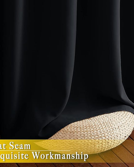 NICETOWN Black Out 144 inch Curtain for Sliding Glass Door, Grommet Thermal Insulated Sound Reducing Window Treatment Wide Draperies for Bedroom/Living Room, W80 x L144, 1 Panel