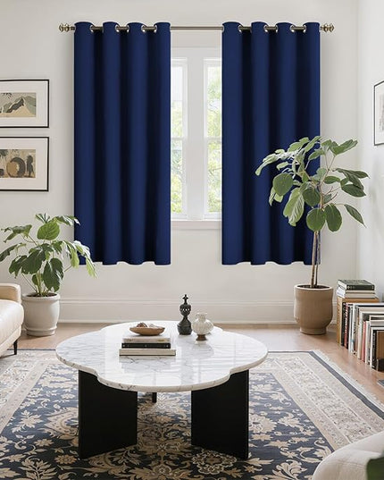 YoungsTex Navy Blackout Curtains 63 Inch Length for Kids Bedroom Thermal Insulated with Grommet Room Darkening Window Drapes for Living Room, 2 Panels, 52 x 63 Inch