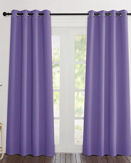 NICETOWN Blackout Lilac Purple Curtains 84 inches Long, Grommet Room Darkening Thermal Insulated Sound Dampening Window Treatments for Bedroom/Home Office, 2 Panels, W46 x L84