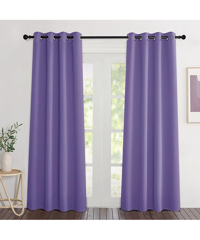 NICETOWN Blackout Lilac Purple Curtains 84 inches Long, Grommet Room Darkening Thermal Insulated Sound Dampening Window Treatments for Bedroom/Home Office, 2 Panels, W46 x L84