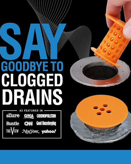 TubShroom Tub Drain Hair Catcher Strainer, Orange – Drain Protector and Hair Catcher for Bathroom Drains, Fits 1.5” – 1.75” Bathtub and Shower Tub Drains