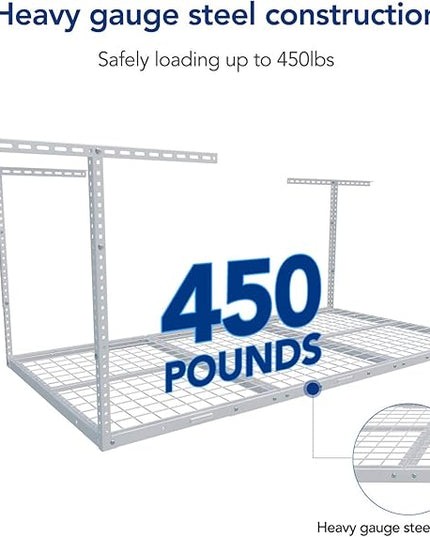 FLEXIMOUNTS 3x6 Overhead Garage Storage Adjustable Ceiling Rack 72" Length x 36" Width x 40" Height, 450lbs Weight Capacity, White, Classic Series