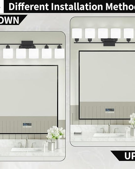 6-Light Black Vanity Lights for Bathroom, Modern Bathroom Vanity Lighting Fixtures Over Mirror, Bathroom Light Fixtures for Bathroom Mirror, Living Room, Hallway, Vanity Table, E26 Base