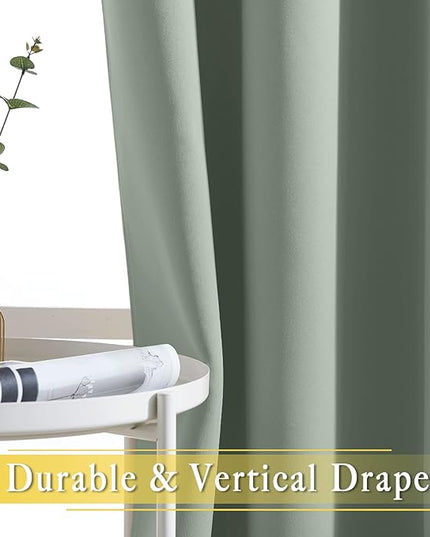 NICETOWN Sage Green Room Divider Curtains 84 inch Length, Grommet Thermal Insulated Blackout Patio Door Curtain Drape Sound Proof for Sliding Glass Door (1 Panel, W80 x L84)