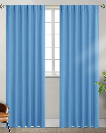 BGment Rod Pocket and Back Tab Curtains for Bedroom - Thermal Insulated Room Darkening Curtains for Living Room, 2 Window Curtain Panels (52 x 84 Inch, Sky Blue)
