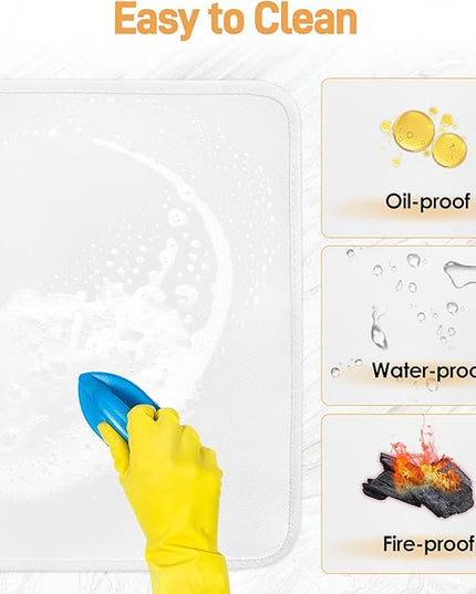 Heat Resistant Mats for Countertop - Fireproof 15x18 in Heat Resistant Mats for Air Fryer - Kitchen Countertop Protector Hot Pad for Air Fryer, Coffee Maker, Stand Mixer, Oven 2PCS - White
