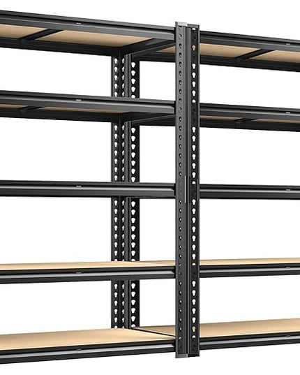 72.12" H Garage Shelving, Storage Shelves Load 2100LBS, 5-Tier Adjustable Shelving Unit with Thickened Wooden Boards for Multiple Scenarios, 72.12" H x 35.55" W x 11.85" D, Black, 2 Pack