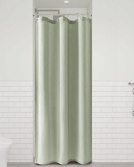 Naturoom Mist Sage 36 Inch Shower Curtain - Stall Narrow Half Linen Ultra Thick Fabric Shower Curtain Set with Hooks, Boho Farmhouse Rustic RV Camper Bath Curtains for Bathroom, 36x72