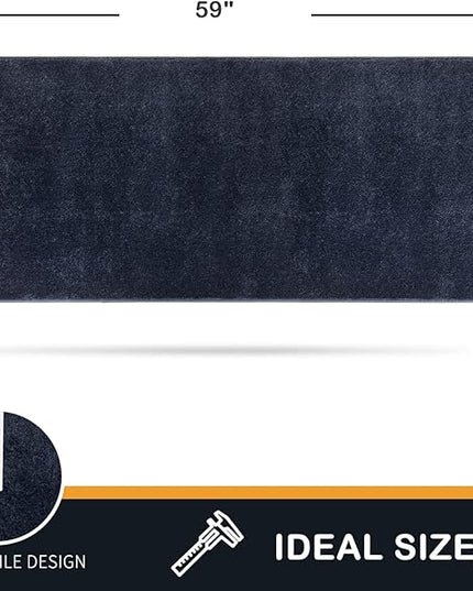 PURRUGS Dirt Trapping Door Mat 24" x 59", Non-Slip Machine Washable Entry Rug, Shoe Scraper, Dog Doormat, Super Absorbent Welcome Mat for Front & Back Door, Muddy Shoes & Paws, Navy Blue