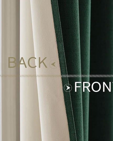 MIULEE 100% Blackout Linen Curtains for Bedroom Thermal Insulated Emerald Green Grommet Room Darkening Curtains & Drapes Christmas Decor for Living Room Nursery 52 x 84 Inch (2 Panels)