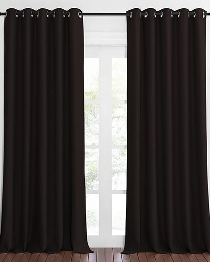 NICETOWN Sliding Door Window Treatment Blackout Patio Door Curtain Panels, Privacy Thermal Drapes for Bedroom Living Room Department with Grommet Top (Toffee Brown, W66 x L110)