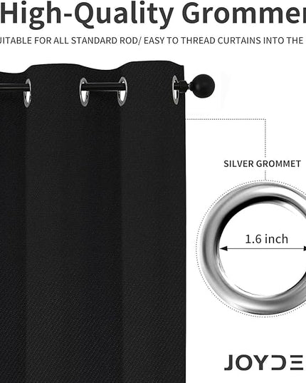 Joydeco Custom 100% Blackout Curtains 1 Panel, Grommet Thermal Insulated Curtains& Drapes, Room Darkening Drapes for Bedroom Living Room Window (Custom Size, Black)