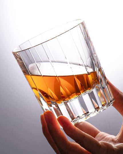 KAMMAK Crystal Whiskey Glasses Set of 2, Handcrafted 7.1oz Old Fashioned Glasses Stemless, Luxury Hand Blown Cocktail Glasses, Scotch Cup for Women, Men Gift for Bourbon Barware, Home Bar