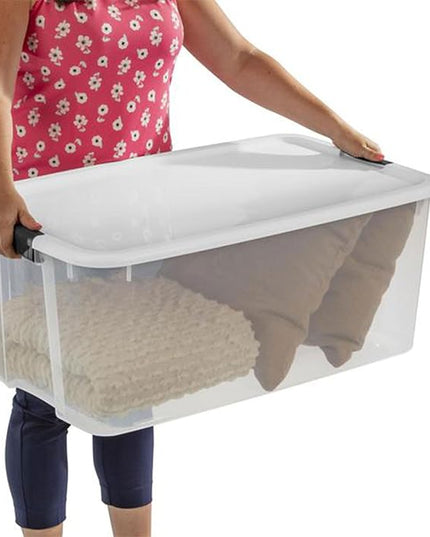 Sterilite 8-Pack Ultra Latching Box, Storage Bins with Lids, Clear Plastic, 116 Quart - Heavy-Duty Organizing Containers for Closet, Bathroom, and Office