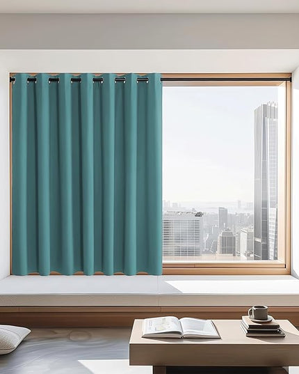NICETOWN Blackout Curtains 72 inches Long, Grommet Privacy Window Treatment Thermal Insulated Room Darkening Sliding Glass Door Drape for Bedroom Living Room, 1 Panel, W100 x L72, Sea Teal