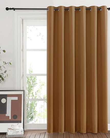 NICETOWN Sliding Door Curtains 84 inches Long, Grommet Blackout Thermal Patio Door Curtain Room Divider Darkening Sound Reducing for Room Divider (1 Panel, Gold Brown, W80 x L84)
