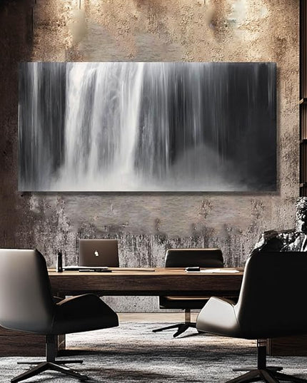 Black Wall Art White Wall Decor Waterfall Wall Pictures Abstract Wall Art Room Decor Canvas Poster Photos for Bedroom Living Room 24"x48"