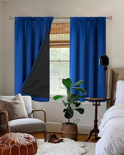 BGment Blackout Curtains for Bedroom 54 Inch Length, Short Thermal Insulated Full Room Darkening Small Window Curtains, Each Window Curtains 2 Panels, 52 x 54 Inch, Royal Blue