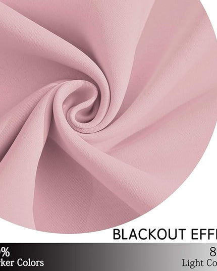 Yakamok Light Blocking Window Blackout Curtains Thermal Insulated Room Darkening Drapes for Bedroom,Solid Grommet Top Window Panels, 38x84 Inch, Pink, One Pair