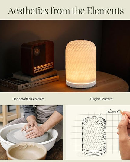 Essential Oil Diffuser – 2.4MHz Ultrasonic Aromatherapy Diffuser, Health Night Light, Timer & Auto Shut-Off, BPA-Free, 120ml Ceramic Oil Diffuser for Home, Office, or Spa, Yoga