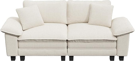 87" Cloud Modular Sectional Loveseat, 2-Seater w/Deep Seat & Removable Arms, Plush Corduroy for Small Living Room & Apartment - Beige