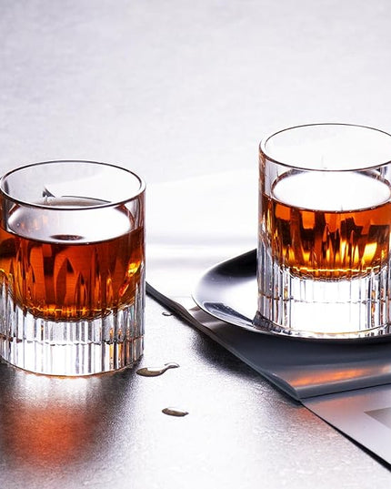 KAMMAK Crystal Whiskey Glasses Set of 2, Luxury 2.03oz Old Fashioned Glasses Stemless, Handcrafted Liquor Glasses, Hand Blown Scotch Cup for Women, Men Barware Gift for Cocktail, Bourbon