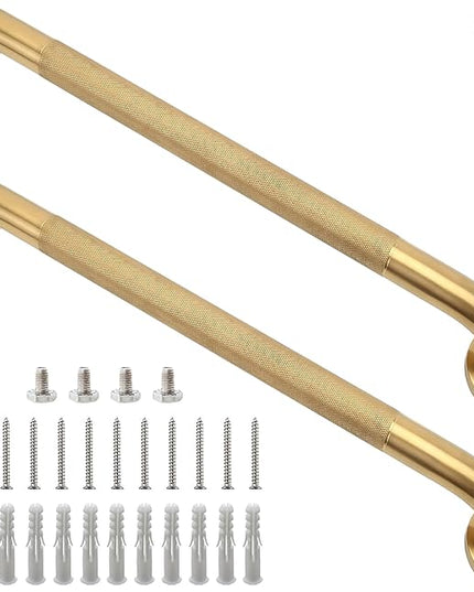 Shower Grab Bar, 2 Pack 24 Inch Gold Bathroom Grab Bar, 1.25" Diameter 304 Stainless Steel Anti-Slip Grab Bars for Bathtubs and Showers, Handicap Shower Grab Bar for Seniors Elderly