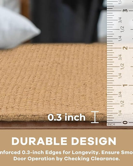 KOZYFLY Washable Area Rug 2x3 Ft Small Entryway Rug Throw Rugs with Rubber Backing Indoor Door Mat, Braided Cotton Floor Carpet for Front Entrance Bathroom Kitchen Foyer, Warm Tan