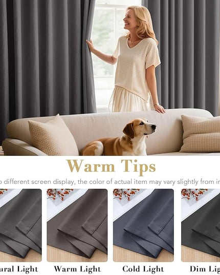 H.VERSAILTEX Blackout Curtains for Bedroom Thermal Insulated Room Darkening Living Room Curtains 72 Inch Long Grommet Privacy Protection Window Curtain Panels/Drapes, 2 Panels, Charcoal Grey