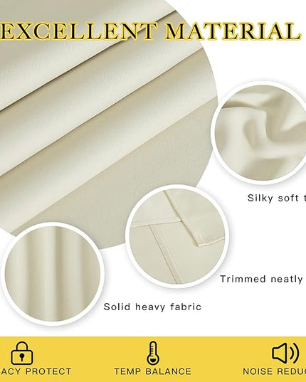 NICETOWN Beige Blackout Sliding Door Curtains for Bedroom - Grommet Blackout Room Darkening French Door Sound Reducing Thermal Curtain Window Treatment for Living Room (W100 x L95, 1 Panel)