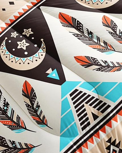 AILONEN Tribal Geometric Comforter Set Queen Size, Native American Dreamcatcher Bedding Set,American Indian Ethnic Geometric Seamless Pattern Duvet Set 3 Pieces, 1 Quilt and 2 Pillowcases