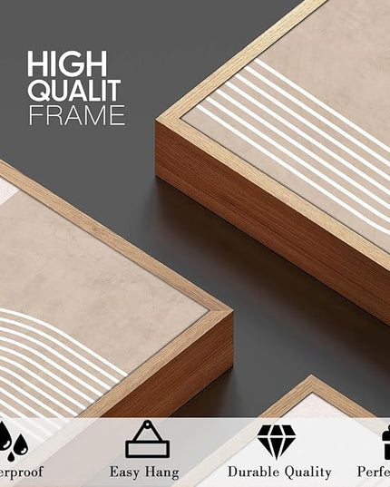 ANHUIB Neutral Wall Art Modern Boho Wall Decor Abstract Line Artwork 16x24 Inch Set of 3 for Living Room Bedroom Dining Room