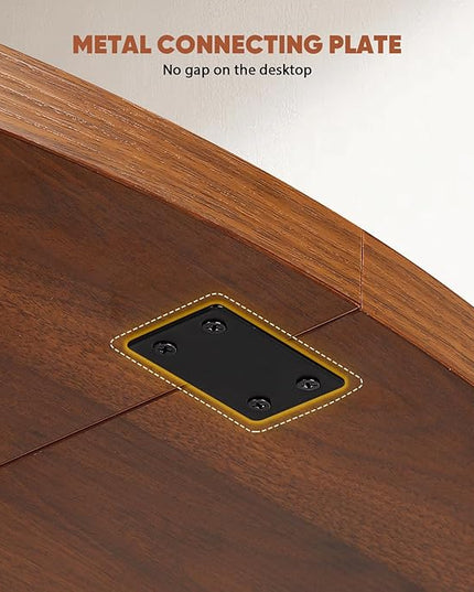 47-Inch Round Dining Table, Modern Simple Farmhouse Style Wooden Circle Dining Table, Joint Dinner Table Set for 4-6 People, Used in Kitchen, Living Room, Meeting Room (Walnut)