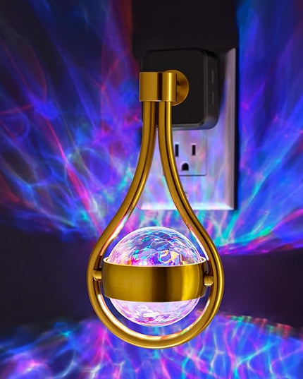 Briignite RGB Night Lights Plug into Wall, Color Changing Nightlight with Dusk to Dawn Sensor, 330° Rotating Night Light with Waterdrop Design, Ideal for Bedroom, Hallway, Living Room, Home Decor