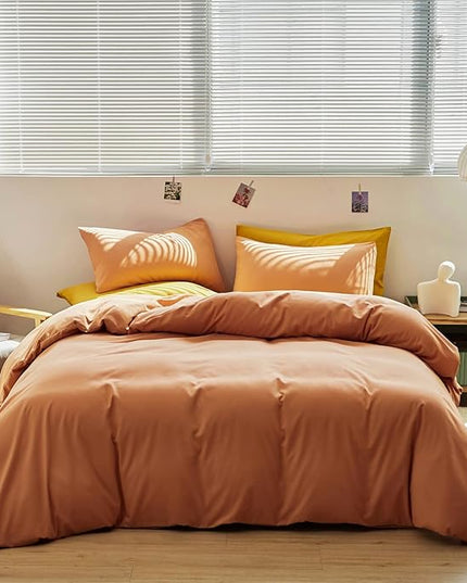 CLOTHKNOW Peach Comforter Set Twin/Twin XL Pink Coral Bedding Comforter Set Grapefruit Comforter Luxury Soft Bedding 3Pcs Orange Pink Comforter Sets