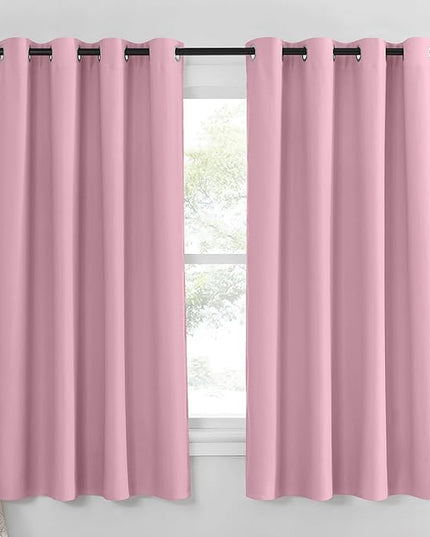 NICETOWN Rouge Pink Blackout Curtain Panel 63 inch Long for Window - Thermal Insulated Solid Grommet Blackout Drape for Baby Bedroom Living Room Nursery (Single Panel, 52W x 63L)