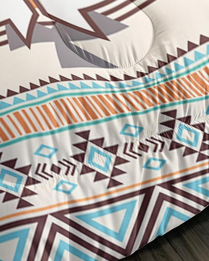 AILONEN Tribal Comforter Set Twin Size, Aztec Geometric Bedding Set, Boys Girls Traditional Duvet Set 3 Pieces, 1 Quilt and 2 Pillowcases
