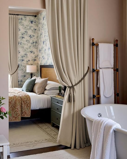 Lazzzy Velvet Blackout Curtains Thermal Insulated Room Window Drapes Super Soft Luxury Curtains for Living Room Bedroom Rod Pocket 2 Panels, Beige, 42" W x 96" L