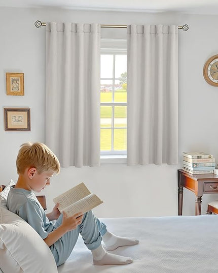 BGment Natural Camel Short Blackout Curtains for Small Window - 34 x 40 inch Privacy Curtains Thermal Insulated Room Darkening Rod Pocket and Back Tab Drapes for Kitchen/Cafe/Bedroom, 2 Panels