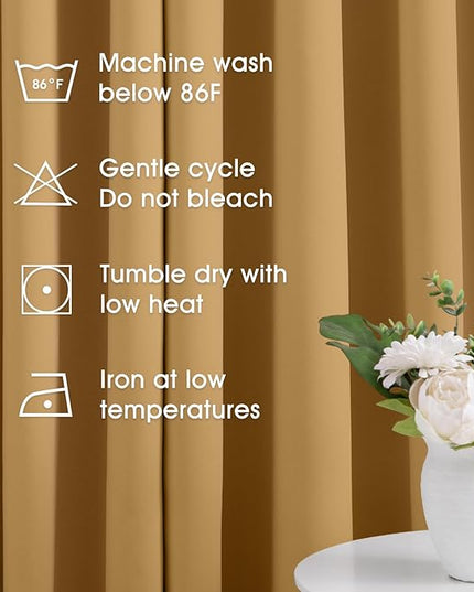 HOMEIDEAS Gold Blackout Curtains for Bedroom 52 X 63 Inch Length 2 Panels Set Room Darkening Bedroom Curtains, Soundproof Thermal Grommet Window Curtains for Living Room