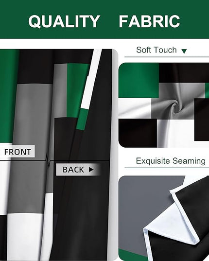 Green Blackout Curtains for Bedroom 63 inch Long 2 Panels Set Black Grey White Modern Abstract Geometric Black Out Curtains Insulated Room Darkening Window Drapes for Living Room, 52Wx63L